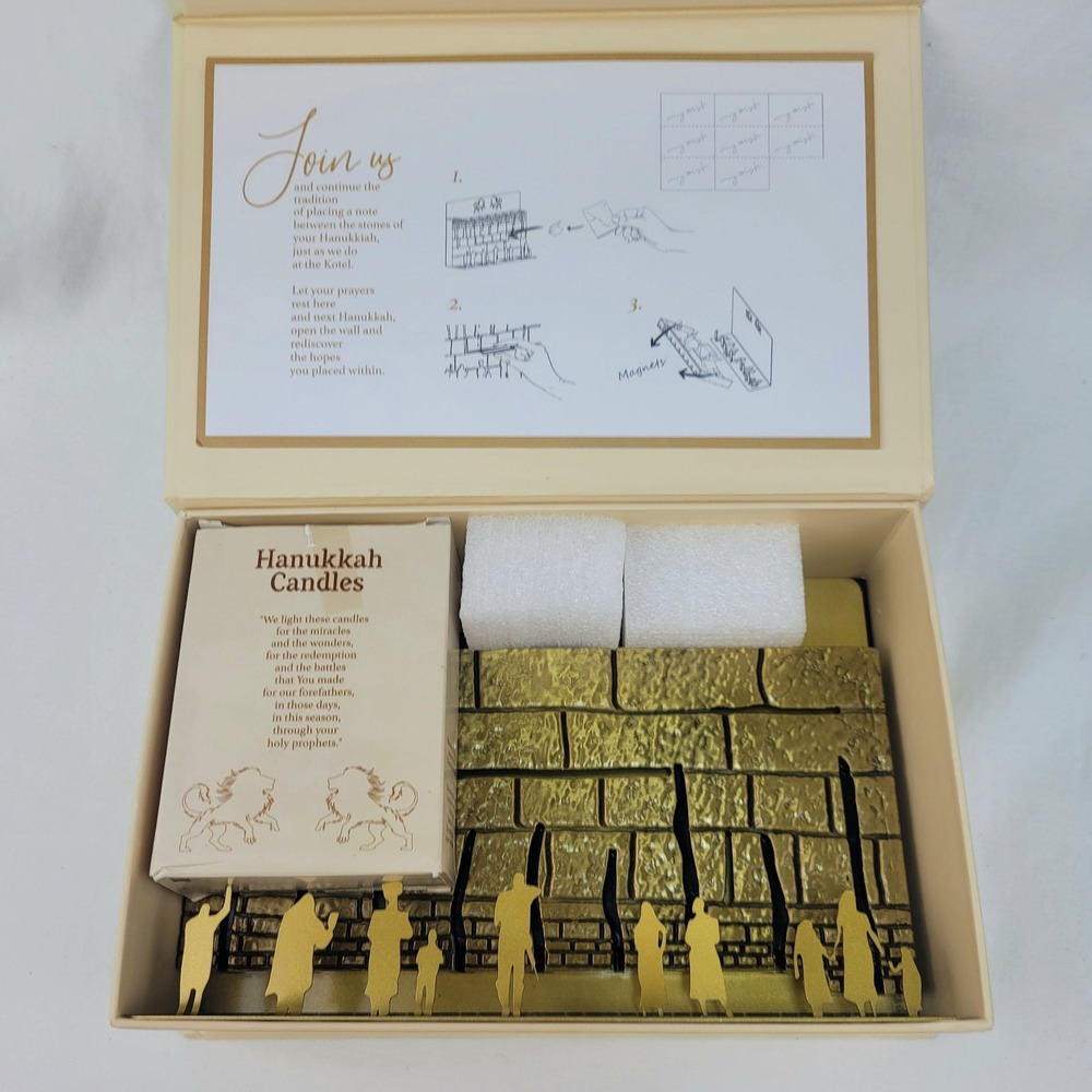 Chen Taoz The Western Wall Hanukkiah Menorah Gold Kotel Jerusalem with Candles